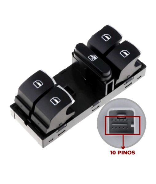 Interruptor Vidro Eletrico Amarok Tiguan Jetta Luxo 2012 a 2019 Quadruplo 10 Pinos