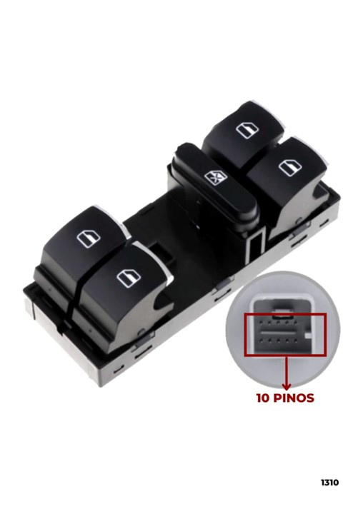 Interruptor Vidro Eletrico Amarok Tiguan Jetta Luxo 2012 a 2019 Quadruplo 10 Pinos