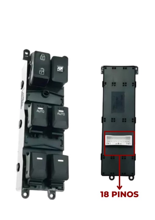 Interruptor Vidro Eletrico Cerato K3 2014 a 2018 Quadruplo 18 Pinos