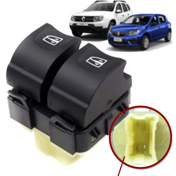 Interruptor Vidro Eletrico Clio Duster Fluence Logan Sandero 15... Duplo