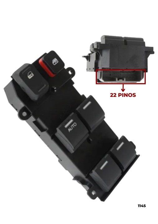 Interruptor Vidro Eletrico CRV 2005 a 2009 Quadruplo 22 Pinos