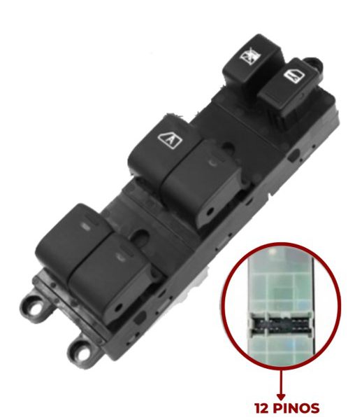 Interruptor Vidro Eletrico Frontier 2007 a 2015 Sentra 2008 a 2012 Obs. 01 Plug 12 Pinos