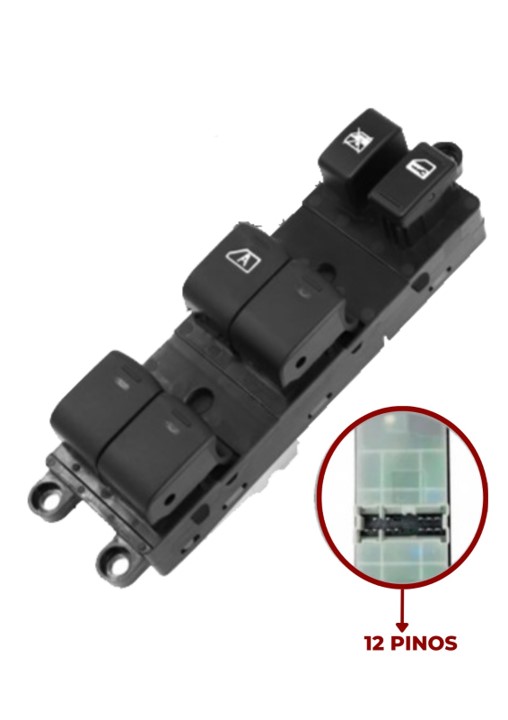 Interruptor Vidro Eletrico Frontier 2007 a 2015 Sentra 2008 a 2012 Obs. 01 Plug 12 Pinos