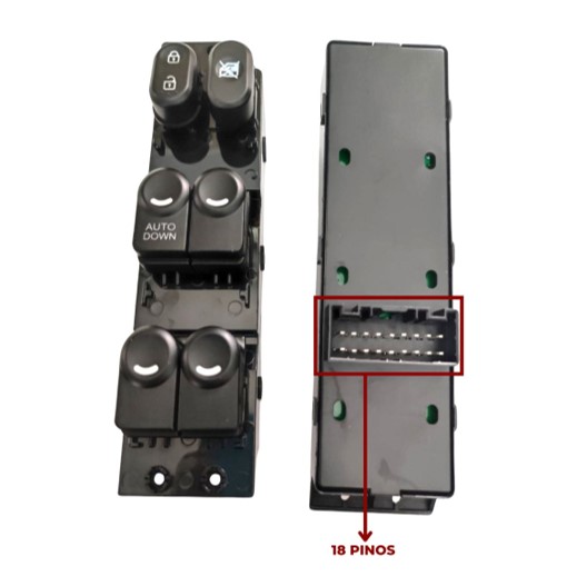 Interruptor Vidro Eletrico Hb20 Quadruplo 18 Pinos