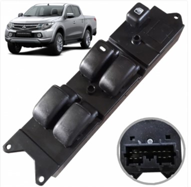 Interruptor Vidro Eletrico L200 03...12 Lancer 10 a 11 Pajero Sport 99 a 11 Quadruplo