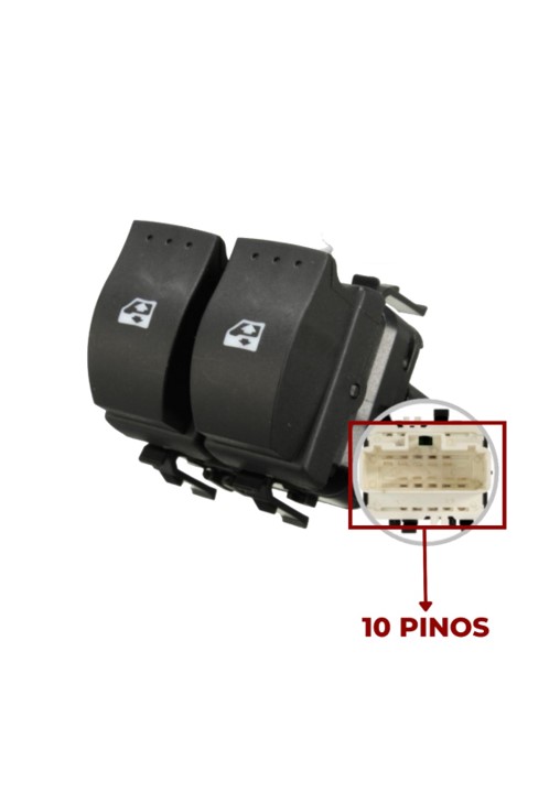 Interruptor Vidro Eletrico Renault Duster 2013 em diante - Sandero Logan 2014 em diante Duplo Obs.Fundo Branco