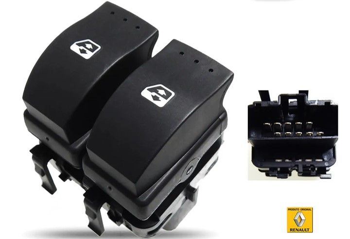 Interruptor Vidro Eletrico Renault Master 14 a 21 Obs. Fundo Preto
