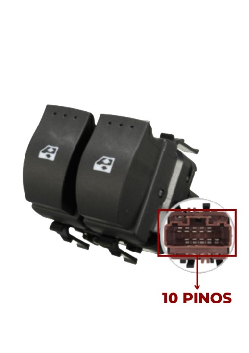 Interruptor Vidro Eletrico Scenic 04 a 14 Megane 02 a 05 Obs. Fundo Marron 10 Pinos